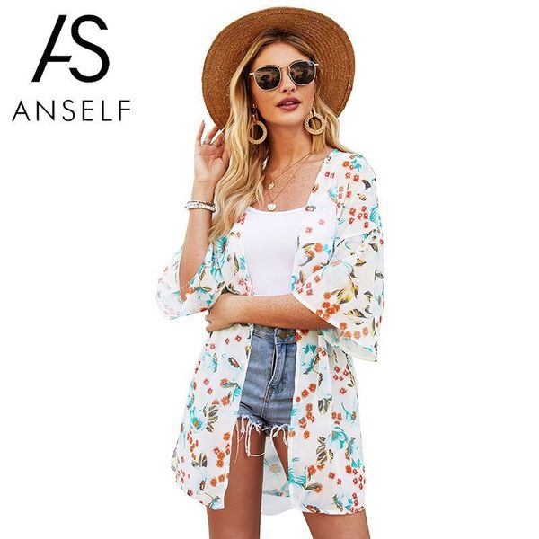 summer kimono boho fashion women floral print cardigan half sleeve open front beachwear loose casual blouse women's swimwear, White;black
summer kimono boho fashion women floral print cardigan half sleeve open front beachwear loose casual blouse women's swimwear, White;black