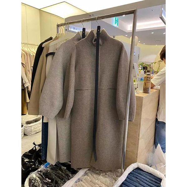 women's wool & blends 2021 winter clothing urban casual loose belt zipper double-sided cashmere long-sleeved long coat y102, Black
women's wool & blends 2021 winter clothing urban casual loose belt zipper double-sided cashmere long-sleeved long coat y102, Black