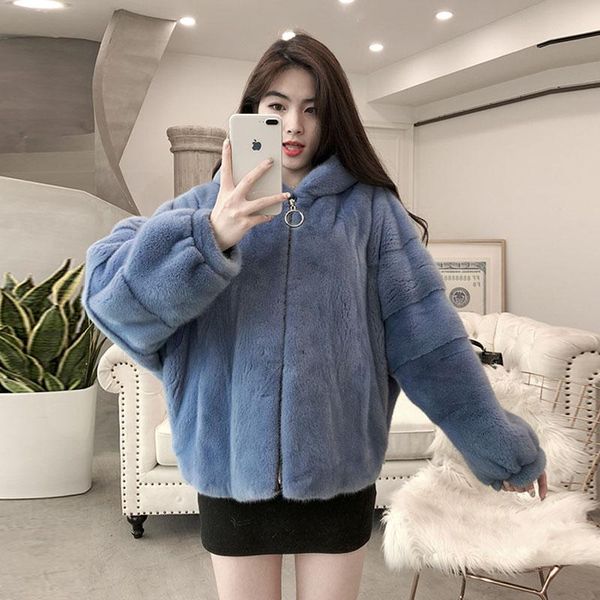 women's fur & faux real mink coat zipper female short bat sleeve jacket hooded winter outerwear, Black
women's fur & faux real mink coat zipper female short bat sleeve jacket hooded winter outerwear, Black