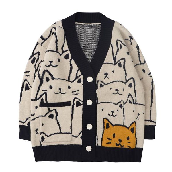 men's sweaters harajuku cartoon cat print cardigan sweater men streetwear pattern knitwear fashion casual knitted jacket women unisex, White;black
men's sweaters harajuku cartoon cat print cardigan sweater men streetwear pattern knitwear fashion casual knitted jacket women unisex, White;black