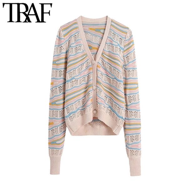 women fashion with covered buttons pointelle-knit cardigan sweater vintage long sleeve female outerwear chic 210507, White
women fashion with covered buttons pointelle-knit cardigan sweater vintage long sleeve female outerwear chic 210507, White
