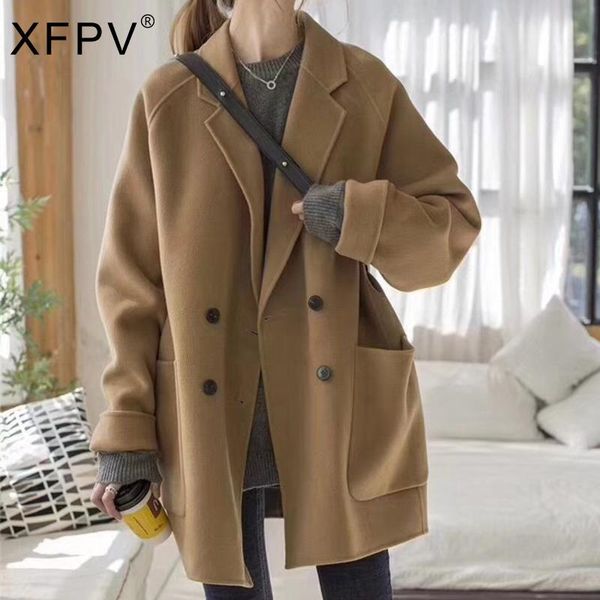 women's jackets xfpv korea chic 2021 autumn and winter women's casual double breasted medium long loose woolen coat female tide 16e, Black;brown
women's jackets xfpv korea chic 2021 autumn and winter women's casual double breasted medium long loose woolen coat female tide 16e, Black;brown