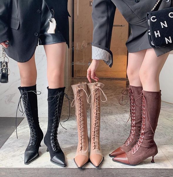 boots women knee high pointed toe sock booties black beige brown cross tied lace up back zipper stretch shoes woman heels
boots women knee high pointed toe sock booties black beige brown cross tied lace up back zipper stretch shoes woman heels