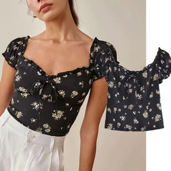 women's blouses & shirts dave&di summer ins indie folk vintage daisy printing blouse womenruffers short blusas mujer de moda 2021 shirt, White
women's blouses & shirts dave&di summer ins indie folk vintage daisy printing blouse womenruffers short blusas mujer de moda 2021 shirt, White