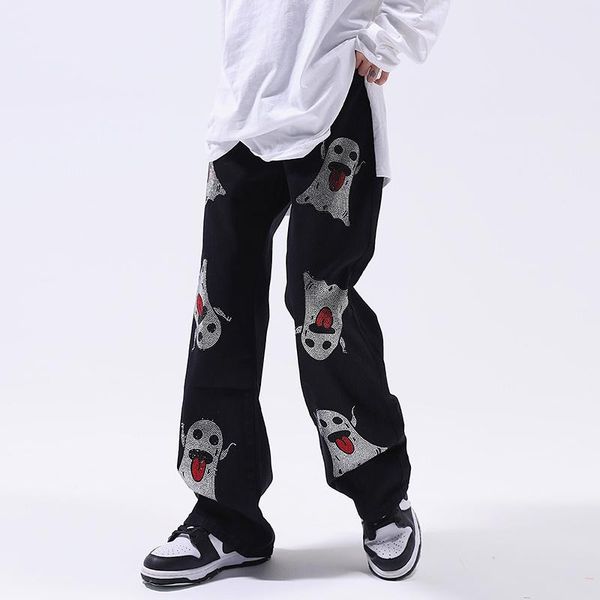 men's jeans rhinestone funny animals print straight pants mens vibe style retro streetwear casual oversized denim trousers, Blue
men's jeans rhinestone funny animals print straight pants mens vibe style retro streetwear casual oversized denim trousers, Blue