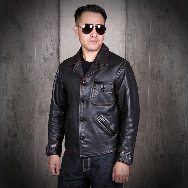 men's leather & faux 2021 vintage brown japan casual style genuine jacket men single breasted plus size 3xl natural horsehide autumn co, Black
men's leather & faux 2021 vintage brown japan casual style genuine jacket men single breasted plus size 3xl natural horsehide autumn co, Black