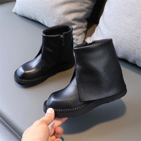 boots aogt 2021 autumn/winter children genuine leather girl fashion flanging zip rubber sole black kids shoes, Black;grey
boots aogt 2021 autumn/winter children genuine leather girl fashion flanging zip rubber sole black kids shoes, Black;grey
