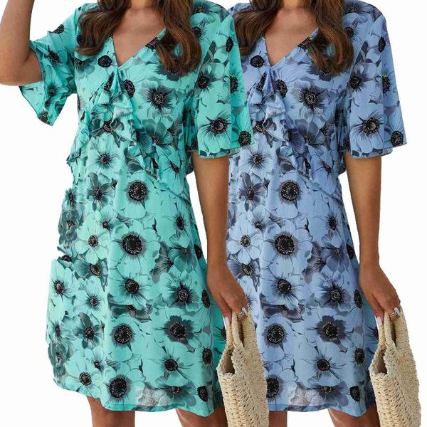 women's v-neck halter elastic waist printed casual dress dresses, Black;gray 
women's v-neck halter elastic waist printed casual dress dresses, Black;gray