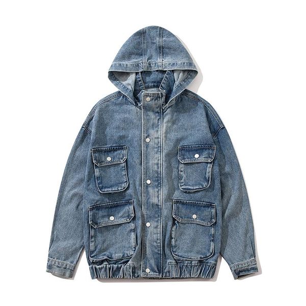 men's jackets harajuku multi-pocket hooded denim jacket washed retro loose casual jeans couple oversize high street bomber coats, Black;brown
men's jackets harajuku multi-pocket hooded denim jacket washed retro loose casual jeans couple oversize high street bomber coats, Black;brown