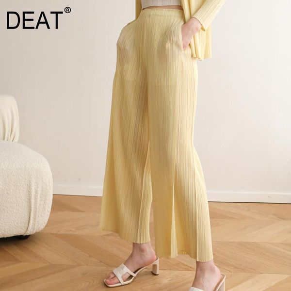 women's pants & capris deat woman pleated flare solid elastic waist nine length loose drape wild casual style 2021 summer fashion 15xf5, Black;white
women's pants & capris deat woman pleated flare solid elastic waist nine length loose drape wild casual style 2021 summer fashion 15xf5, Black;white