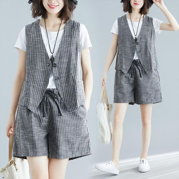 summer fashion brand set women tracksuits v neck sleeveless vest jackets elastic waist shorts two pieces office lady casual striped, Gray
summer fashion brand set women tracksuits v neck sleeveless vest jackets elastic waist shorts two pieces office lady casual striped, Gray