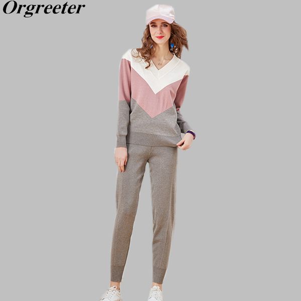 tracksuit women fall winter sweatersuit v-neck long sleeve hit color striped pullover and pants knitted 2 piece set 210525, White
tracksuit women fall winter sweatersuit v-neck long sleeve hit color striped pullover and pants knitted 2 piece set 210525, White