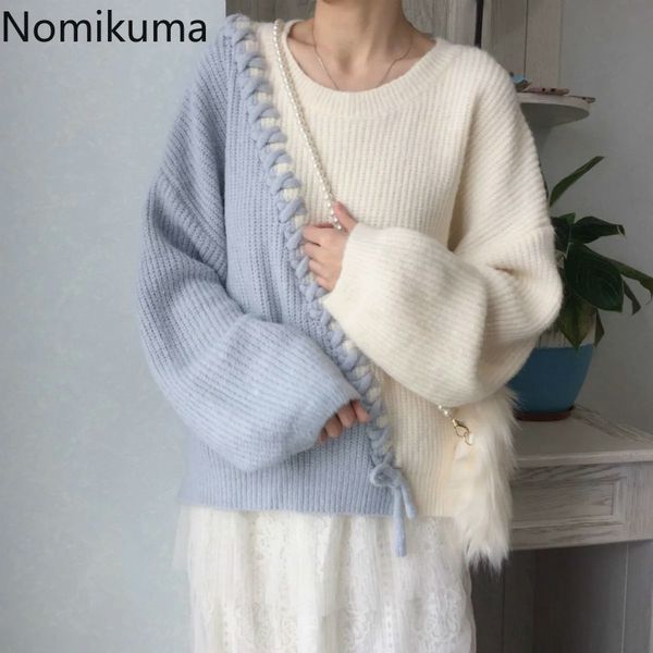 nomikuma patchwork hit color pullover sweater korean cross lace up knitwear long sleeve o-neck autumn winter pull femme 6c832 210427, White;black
nomikuma patchwork hit color pullover sweater korean cross lace up knitwear long sleeve o-neck autumn winter pull femme 6c832 210427, White;black