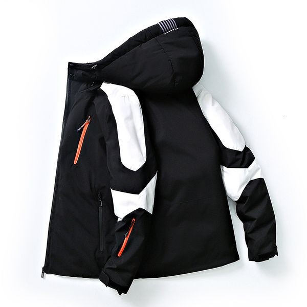men's winter waterproof white duck down jacket fashion warm coat couple clothing men parka thicken outerwear, Black
men's winter waterproof white duck down jacket fashion warm coat couple clothing men parka thicken outerwear, Black