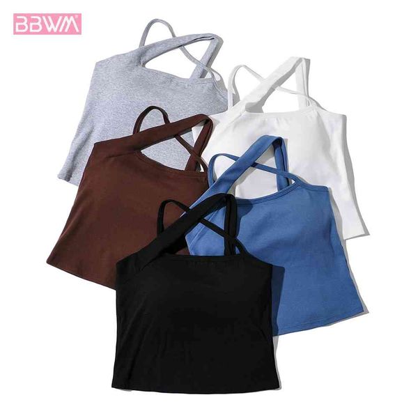 vintage women slim stretch sleeveless sling fashion solid color t-shirt chic female short 210507, White
vintage women slim stretch sleeveless sling fashion solid color t-shirt chic female short 210507, White