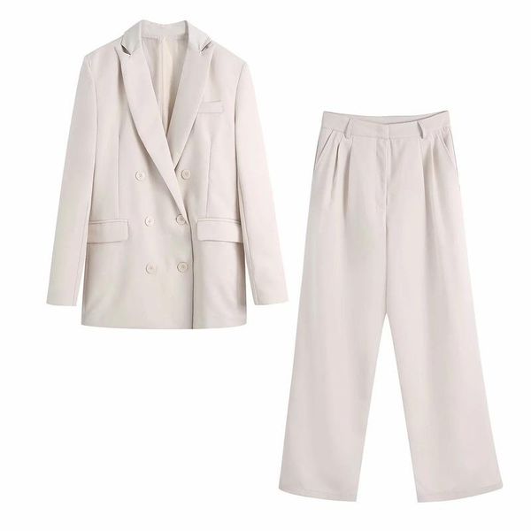 women's two piece pants fashion office suit 2-piece set 2021 spring and autumn double-breasted jacket casual trousers high quality, White
women's two piece pants fashion office suit 2-piece set 2021 spring and autumn double-breasted jacket casual trousers high quality, White