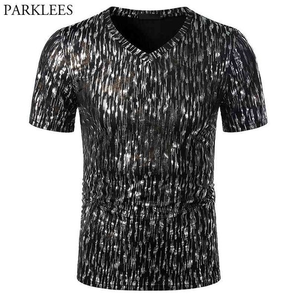 men's glitter line bronzing t shirts summer short sleeve v neck t shirt men hip hop party prom stage clothing for men 2xl 210522, White;black
men's glitter line bronzing t shirts summer short sleeve v neck t shirt men hip hop party prom stage clothing for men 2xl 210522, White;black