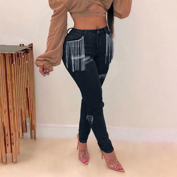 women's jeans womens tassel hole button zipper pocket casual denim tight pencil pants for women high elastic stretch, Blue
women's jeans womens tassel hole button zipper pocket casual denim tight pencil pants for women high elastic stretch, Blue