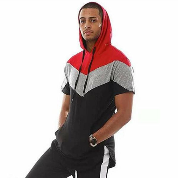 men's t-shirts trend hip hop casual short-sleeved hoodie 3 color stitching t-shirt fashion hooded design long sports hoodies, White;black
men's t-shirts trend hip hop casual short-sleeved hoodie 3 color stitching t-shirt fashion hooded design long sports hoodies, White;black