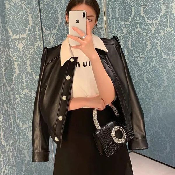 elegant diamond buckle short jacket long sleeve pu light ripe spliced lapel leather women h09131 women's & faux, Black
elegant diamond buckle short jacket long sleeve pu light ripe spliced lapel leather women h09131 women's & faux, Black