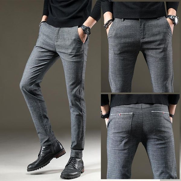 spring straight casual pants men's slim business trousers four-season fashion high-quality, Black 
spring straight casual pants men's slim business trousers four-season fashion high-quality, Black