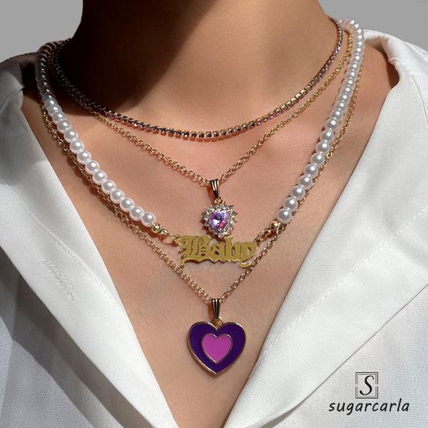 chains enamel glazed double heart crystal tennis chain necklace for women white imitation pearl beads necklaces party jewelry, Silver
chains enamel glazed double heart crystal tennis chain necklace for women white imitation pearl beads necklaces party jewelry, Silver