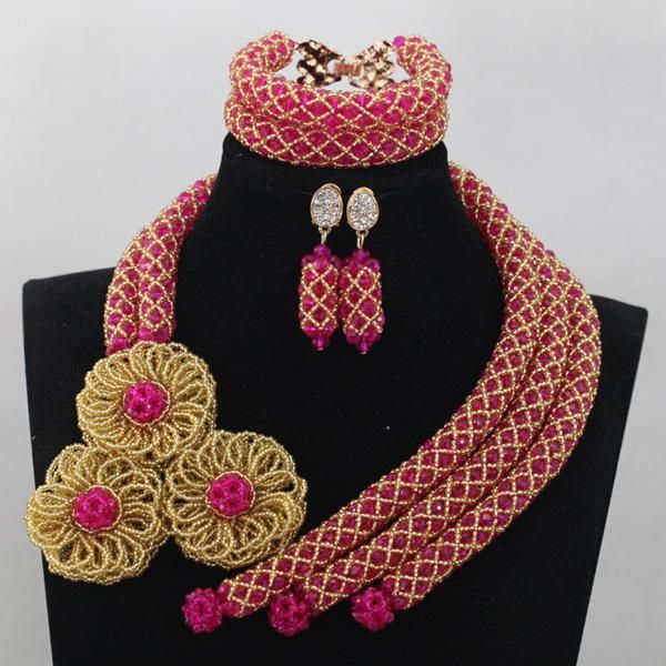 earrings & necklace splendid fuchia pink dubai african wedding jewelry set gold crystal beaded women engagement beads for party qw719, Silver
earrings & necklace splendid fuchia pink dubai african wedding jewelry set gold crystal beaded women engagement beads for party qw719, Silver