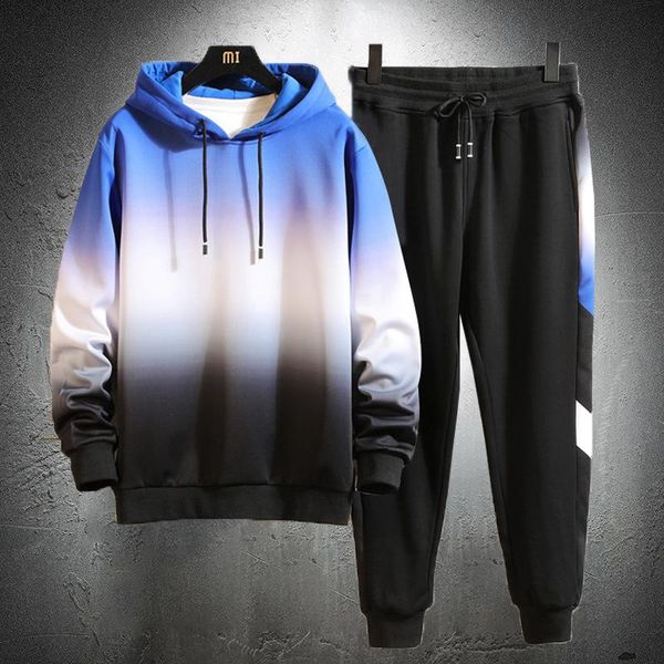 men's tracksuits autumn men 2 pcs set sports wear gradient color sweat suits jogging tracksuit long sleeve sweatshirt outwear, Gray
men's tracksuits autumn men 2 pcs set sports wear gradient color sweat suits jogging tracksuit long sleeve sweatshirt outwear, Gray