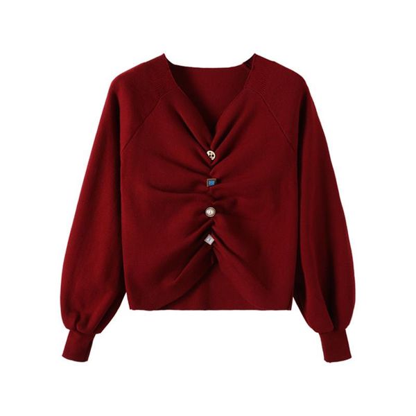 women's sweaters autumn and winter v-neck retro knit with pearl buttons temperament all-match 2021, White;black
women's sweaters autumn and winter v-neck retro knit with pearl buttons temperament all-match 2021, White;black