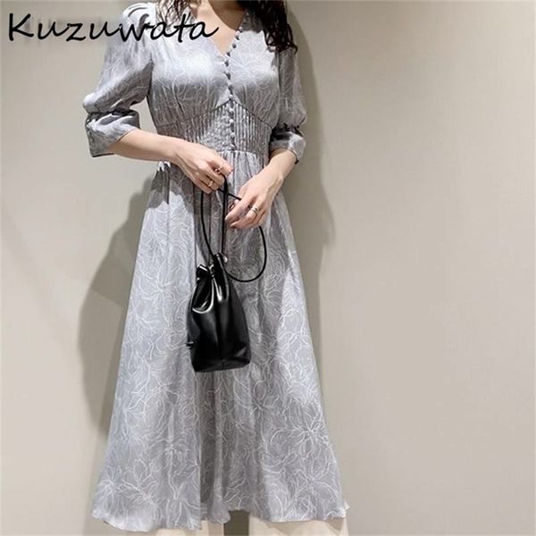 kuzuwata v neck long sleeve slim pullover dress women vintage print high waist hip a line long vestidos spring robe 210806, Black;gray
kuzuwata v neck long sleeve slim pullover dress women vintage print high waist hip a line long vestidos spring robe 210806, Black;gray