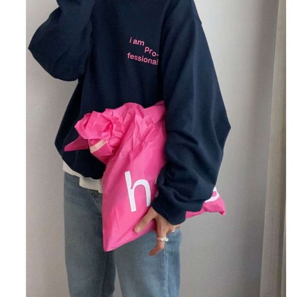 korean haag letter printing simple round neck women's loose sweater, Black