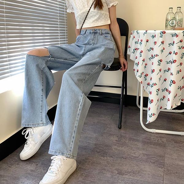 women's jeans woman pants ripped spring and autumn high waist loose light color trousers pantalones vaqueros mujer, Blue
women's jeans woman pants ripped spring and autumn high waist loose light color trousers pantalones vaqueros mujer, Blue