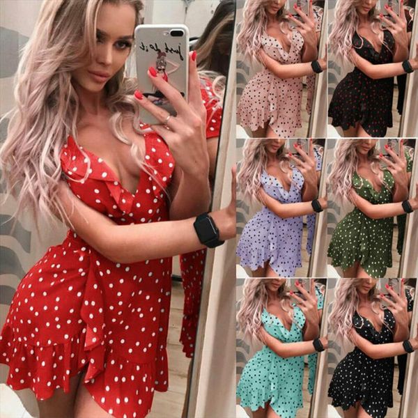 boho summer polka dot short women dresses v neck holiday beach mini, Black;gray
boho summer polka dot short women dresses v neck holiday beach mini, Black;gray