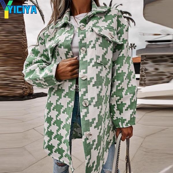 women's wool & blends 2021 autumn plaid print women woolen coat single breasted turn-down jacket fashion pocket loose houndstooth ladie, Black
women's wool & blends 2021 autumn plaid print women woolen coat single breasted turn-down jacket fashion pocket loose houndstooth ladie, Black