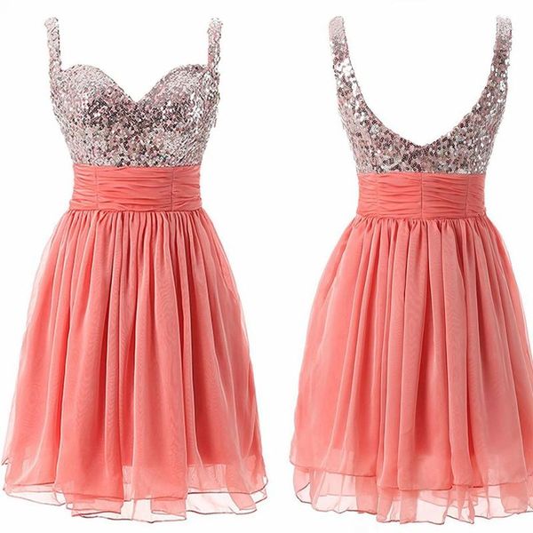 party dresses shining sequined homecoming pleated chiffon short evening gowns backless formal robes, White;black
party dresses shining sequined homecoming pleated chiffon short evening gowns backless formal robes, White;black