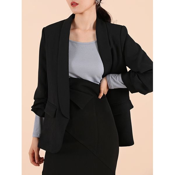 lady of the blazers women's black fashion ruched thin jacket mujer blazer, White;black
lady of the blazers women's black fashion ruched thin jacket mujer blazer, White;black
