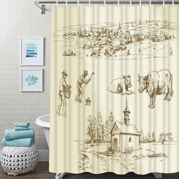 shower curtains rustic farm curtain rural landscape waterproof fabric for bathroom decor set with hooks
shower curtains rustic farm curtain rural landscape waterproof fabric for bathroom decor set with hooks