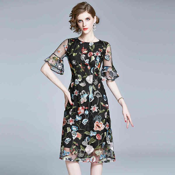 spring fashion floral embroidered luxury mesh for women elegant short sleeve hollow thin neck midi dress 3f59, Black;gray
spring fashion floral embroidered luxury mesh for women elegant short sleeve hollow thin neck midi dress 3f59, Black;gray