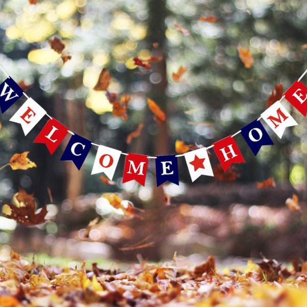 party decoration welcome home banner blue and red swallowtail flag bunting garland decor for gathering festival
party decoration welcome home banner blue and red swallowtail flag bunting garland decor for gathering festival