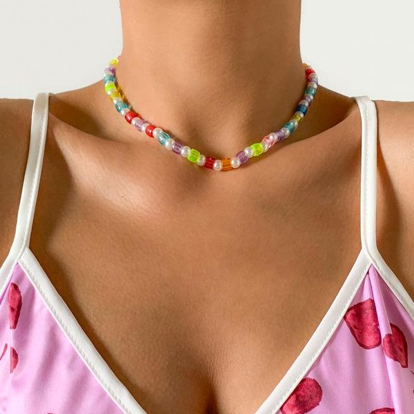 chains ingesight.z rainbow colorful acrylic beaded choker necklaces boho imitation pearl short collar for women neck jewelry, Silver
chains ingesight.z rainbow colorful acrylic beaded choker necklaces boho imitation pearl short collar for women neck jewelry, Silver