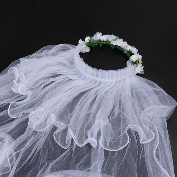 bridal veils flower girl two layers white wedding communion hair wreath (white), Black
bridal veils flower girl two layers white wedding communion hair wreath (white), Black