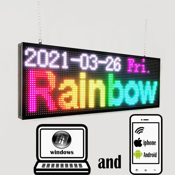 led signage outdoor full-color scrolling message display board 39x 14-inch pc and phone wifi programmable high brightness, used for windows
led signage outdoor full-color scrolling message display board 39x 14-inch pc and phone wifi programmable high brightness, used for windows