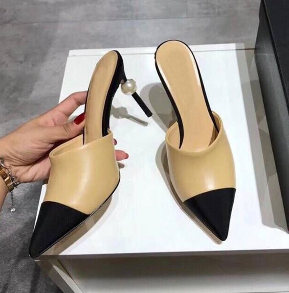 pearl summer sandals mules pointed toe high heels women sling back runway mixed colors pumps 34-40 slippers, Black
pearl summer sandals mules pointed toe high heels women sling back runway mixed colors pumps 34-40 slippers, Black