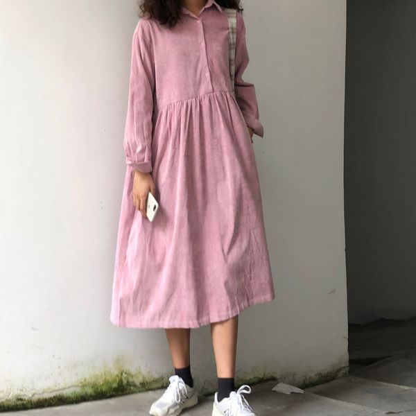 spring korean office lady turn down collar solid color single breasted long sleeve pink corduroy shirt dress 8y964 210510, Black;gray
spring korean office lady turn down collar solid color single breasted long sleeve pink corduroy shirt dress 8y964 210510, Black;gray