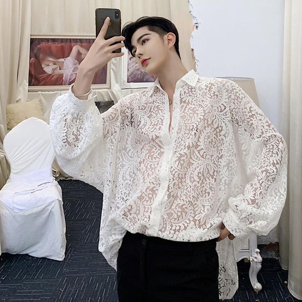 6xlspring designer pierced cut lace shirt tide brand men's fairy chic retro wide shirt. casual shirts, White;black
6xlspring designer pierced cut lace shirt tide brand men's fairy chic retro wide shirt. casual shirts, White;black