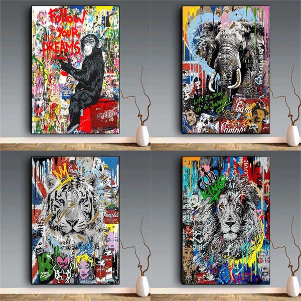 graffiti art animal poster monkey elephant tiger pop paintings on the wall canvas posters and picture for living room home decor
graffiti art animal poster monkey elephant tiger pop paintings on the wall canvas posters and picture for living room home decor