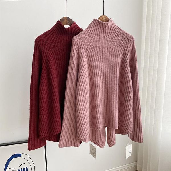 high collar irregular bottom sweater for women in autumn 2021 women's sweaters, White;black
high collar irregular bottom sweater for women in autumn 2021 women's sweaters, White;black
