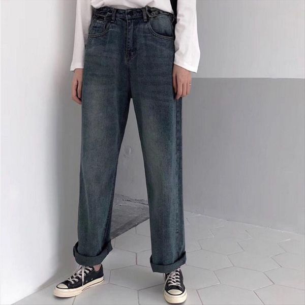 women's jeans 2021 korean style loose retro high waist straight wide leg pants women harajuku all-matching, Blue
women's jeans 2021 korean style loose retro high waist straight wide leg pants women harajuku all-matching, Blue