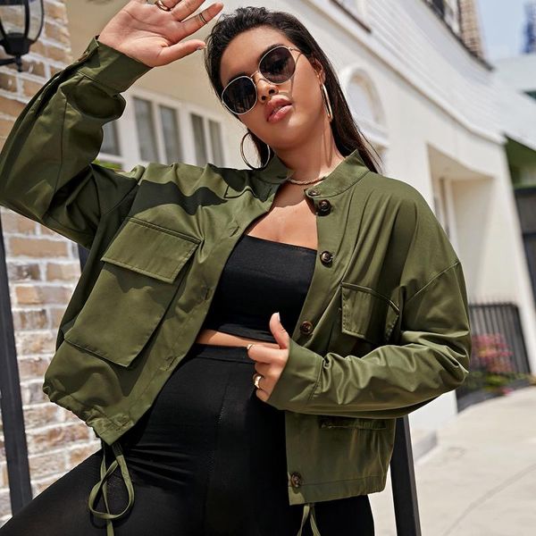 plus size outerwear & coats 2021 korean fashion streetwear jackets women spring autumn long sleeve army green women's coat clothes, Black
plus size outerwear & coats 2021 korean fashion streetwear jackets women spring autumn long sleeve army green women's coat clothes, Black
