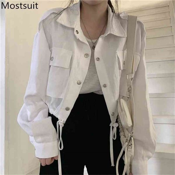 autumn korean vintage drawstring overalls coats women long sleeve turn-down collar pockets fashion short jackets femme 210513, Black;brown
autumn korean vintage drawstring overalls coats women long sleeve turn-down collar pockets fashion short jackets femme 210513, Black;brown